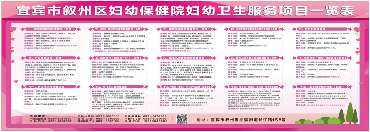 叙州区妇幼保健院妇幼卫生服务项目一览表